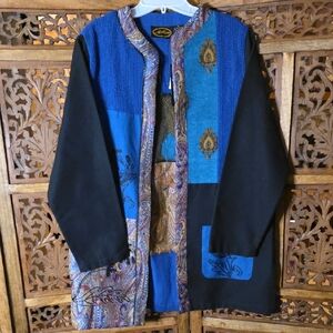 Allure Blue and Black Patchwork Men's Jacket